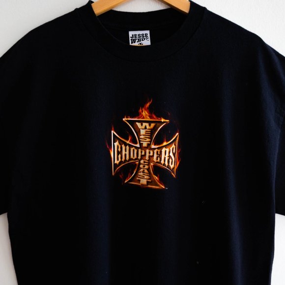 Vintage West Coast Choppers Long Beach Black Print Tee Made in USA - Picture 4 of 5